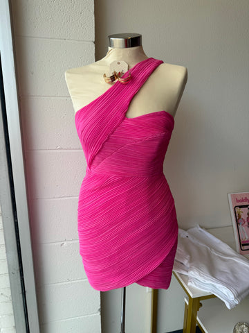 She’s A Stunner One Shoulder Mini Dress, Doll Pink