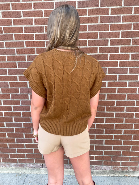 Just A Thought Cable Knit Sweater, Brown