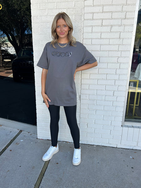 It’s Electric Grey Tee, Black Letters