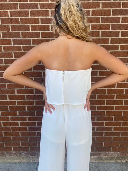 Perfect Fantasy Strapless Jumpsuit, White