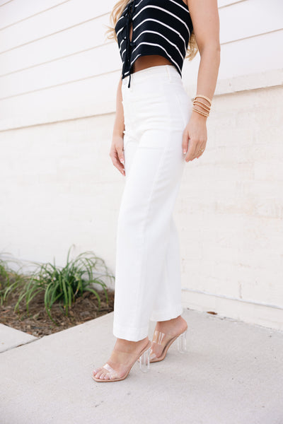 High Rise Wide Leg Denim, White