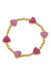 Maggie Beaded Heart Children's Stretch Bracelet in Pink