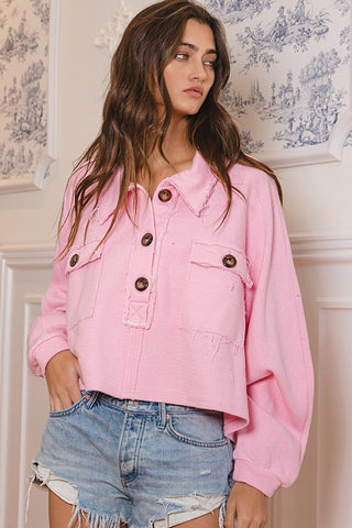 French Terry Oversized Top, Pink