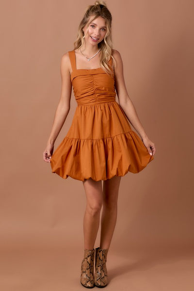 Falling For You Bubble Dress, Rust