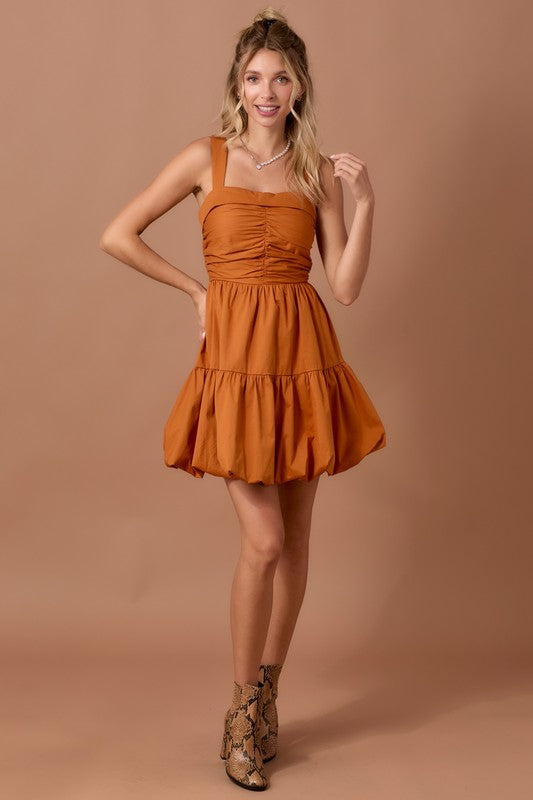 Falling For You Bubble Dress, Rust