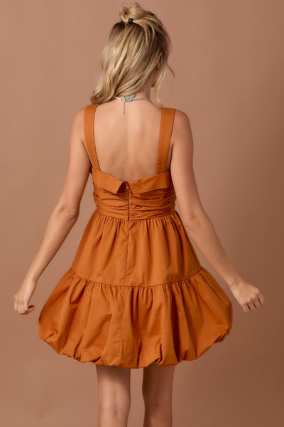 Falling For You Bubble Dress, Rust