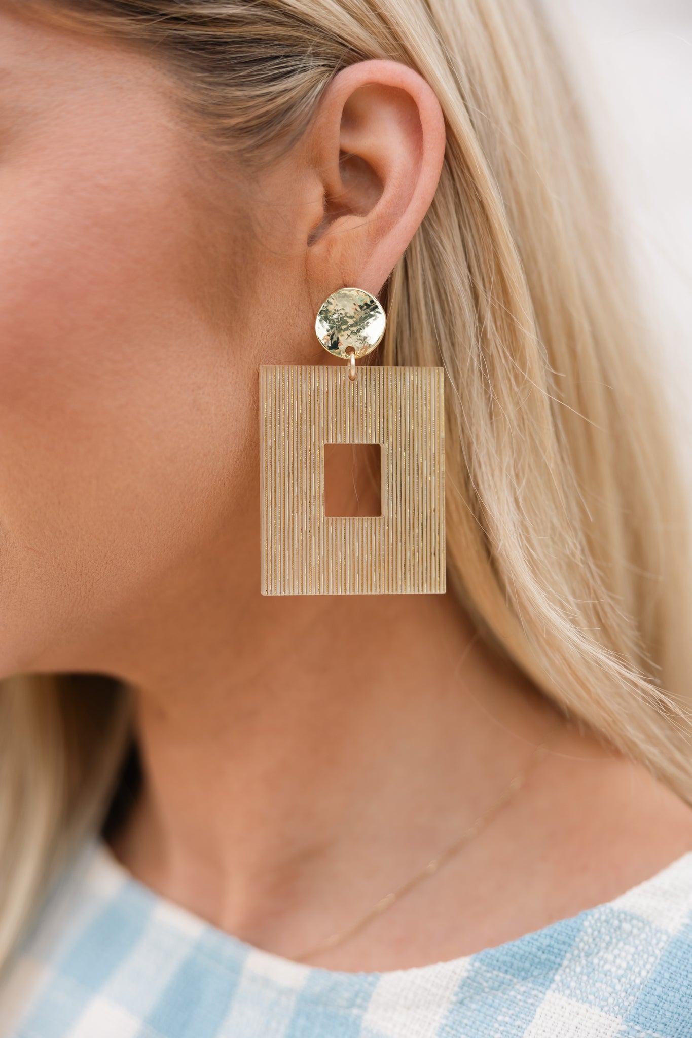 Striped Gold Drop Earrings