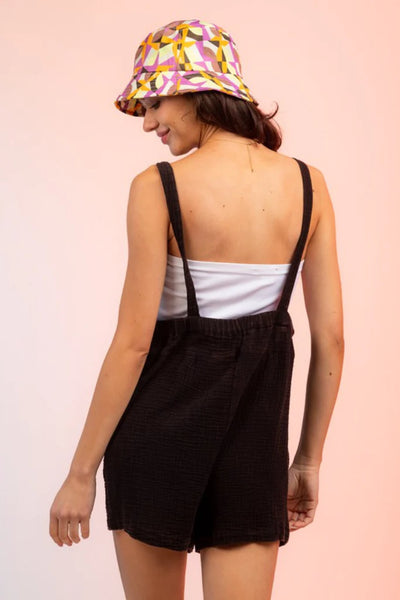 Easygoing Overall Romper, Black