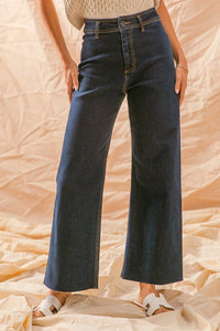 High Rise Wide Leg Denim, Dark Wash