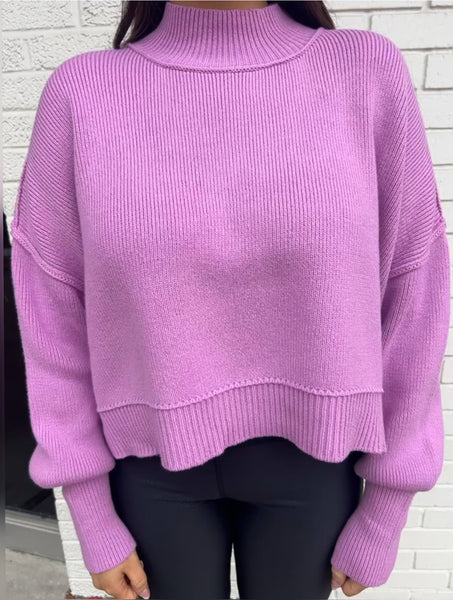 Easy Street Dupe Crop Sweater, Purple