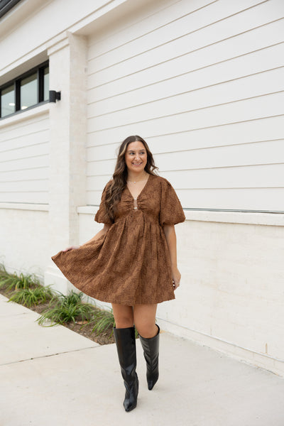 The Story Of Us Textured Dress, Brown