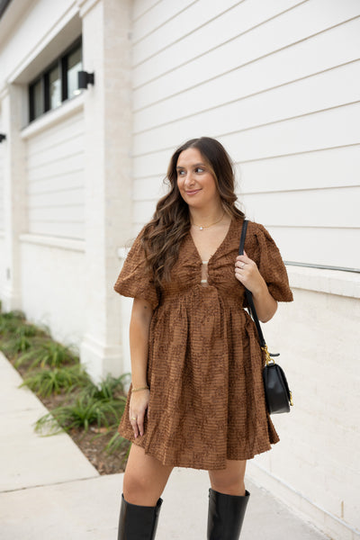 The Story Of Us Textured Dress, Brown