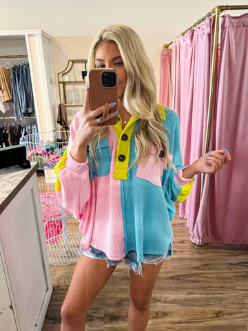 Girly Girl Colorblock Ribbed Top