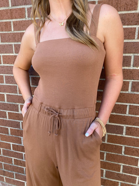 Gabby Cropped Jumpsuit, Chestnut
