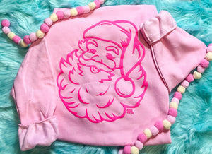 Christmas Santa Puff Ink Sweatshirt, Pink