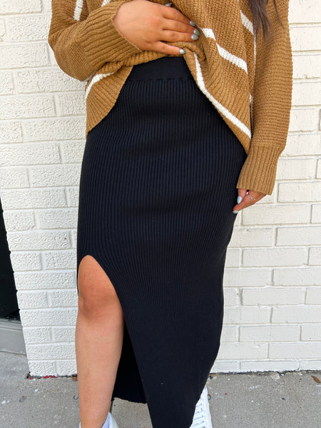 Kendall Knit Midi Skirt, Black