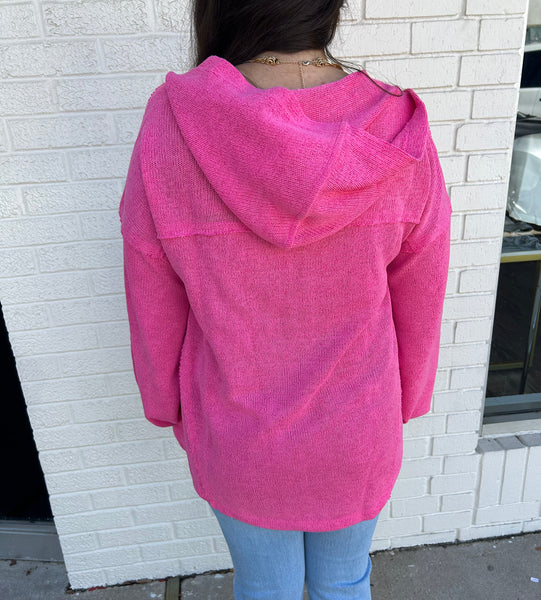 Stay By Your Side Oversized Sweater Hoodie, Pink
