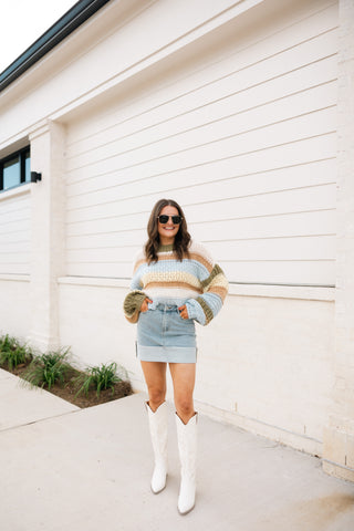 Chunky Knit Striped Sweater, Brown Combo