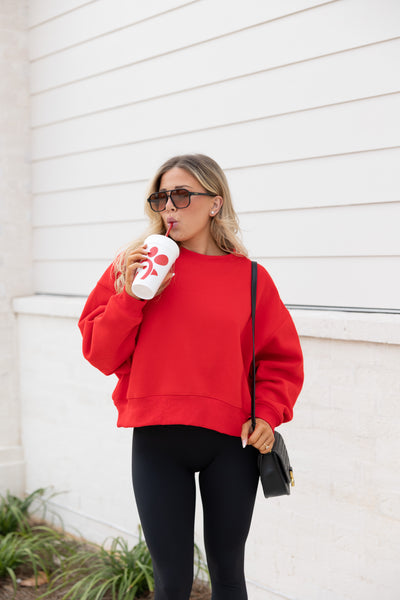 Cozy Night In Sweatshirt, Red