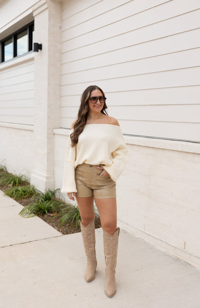 Bubble Sleeve Sweater, Ivory