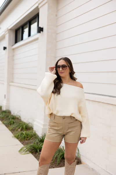 Bubble Sleeve Sweater, Ivory