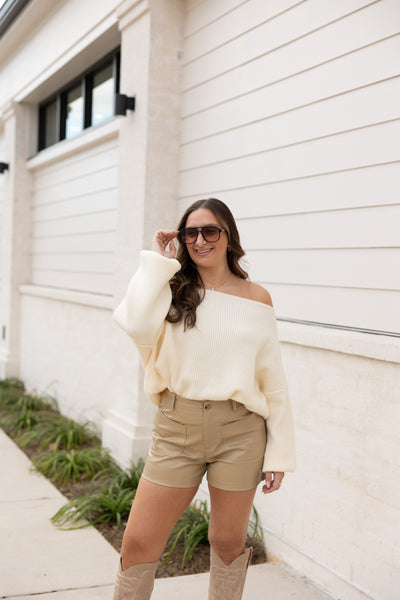 Bubble Sleeve Sweater, Ivory