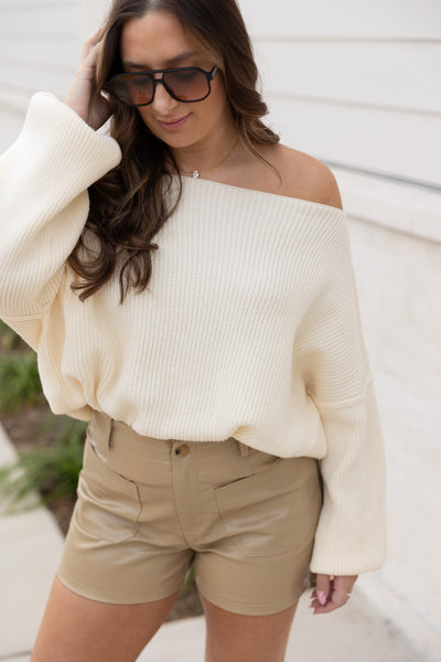 Bubble Sleeve Sweater, Ivory