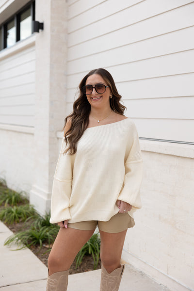 Bubble Sleeve Sweater, Ivory