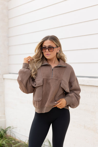 Fleece Pullover, Brown