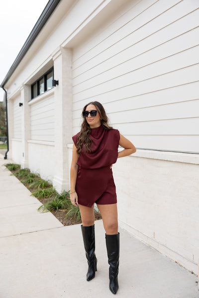 Parker Romper, Burgundy