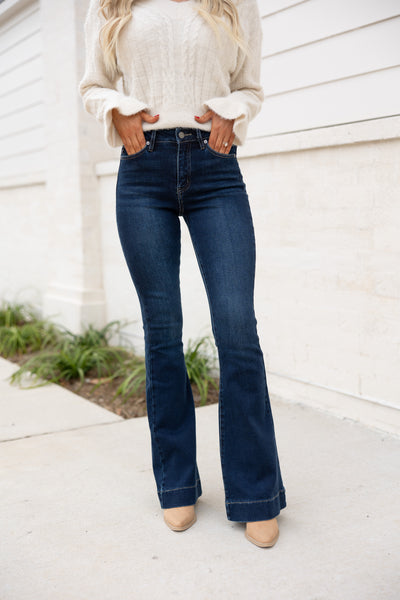 Perfect High Rise Flares, Dark Wash- KanCan Brand