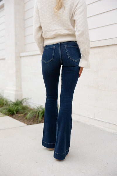 Perfect High Rise Flares, Dark Wash- KanCan Brand