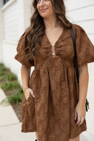 The Story Of Us Textured Dress, Brown