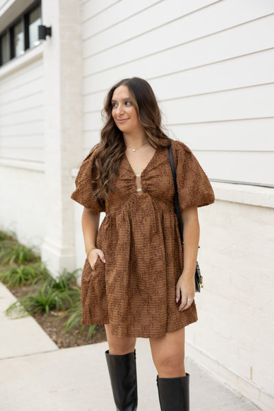 The Story Of Us Textured Dress, Brown