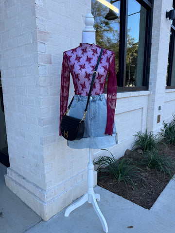 Lace Layering Top, Burgundy