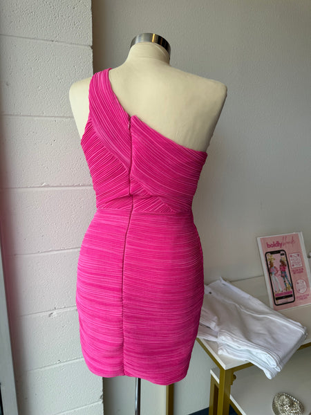 She’s A Stunner One Shoulder Mini Dress, Doll Pink