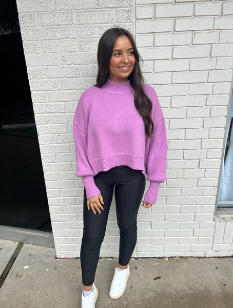 Easy Street Dupe Crop Sweater, Purple