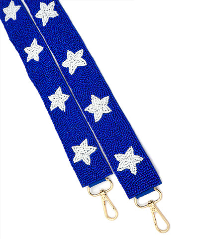 Star Beaded Purse Strap, Royal Blue/White