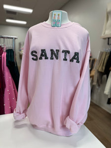 SANTA Black Studded Sweatshirt, Pink