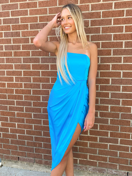 Cami Wrap Midi Dress, Bright Blue