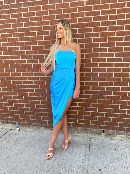 Cami Wrap Midi Dress, Bright Blue
