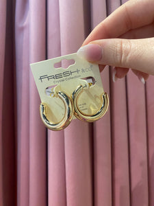 Small Tube Hoops, Gold