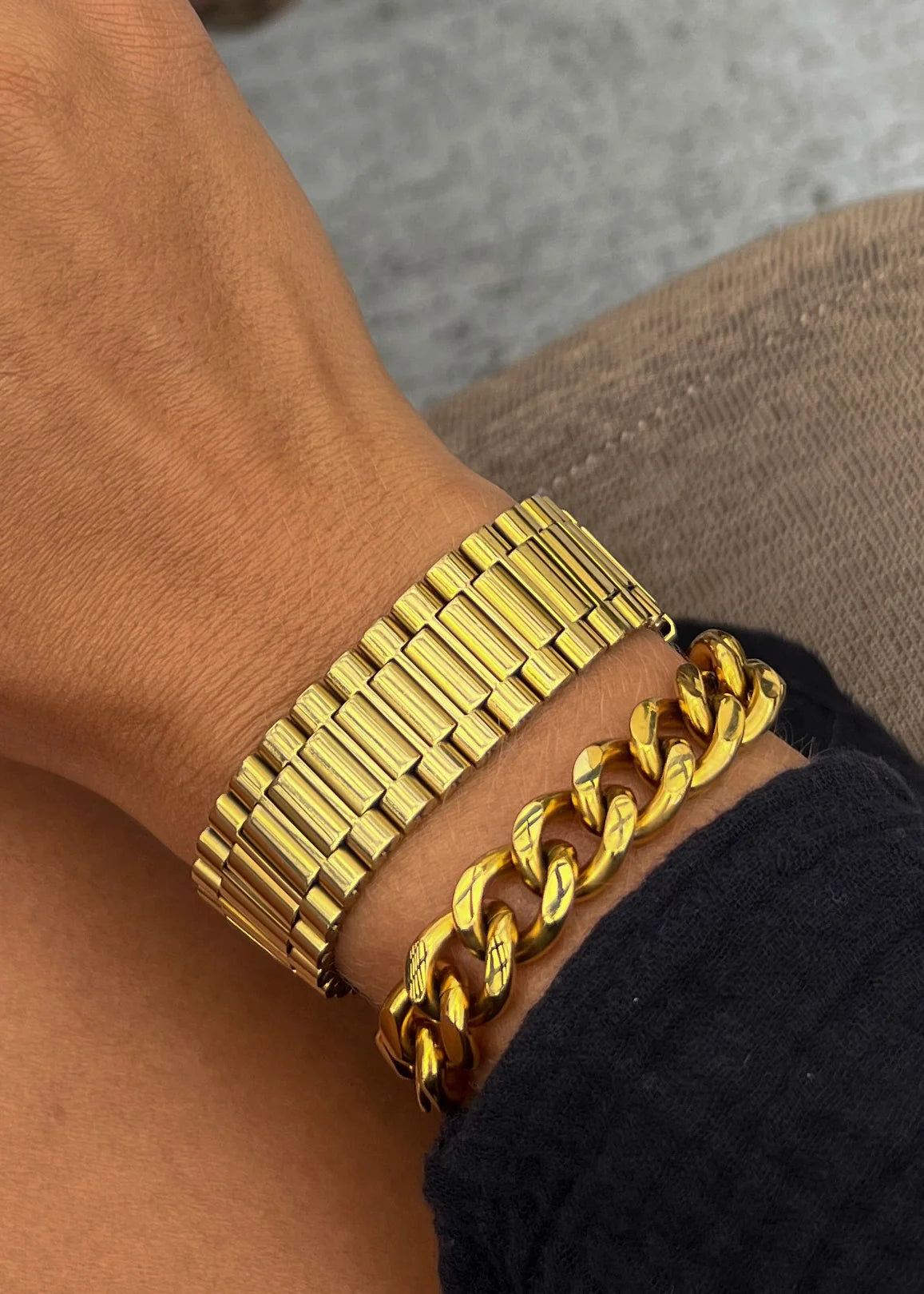 Thick Gold Watch Band Bracelet