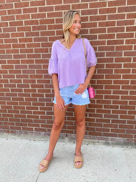 The Lucy Linen Top, Lavender