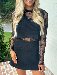 Lace Layering Top, Black