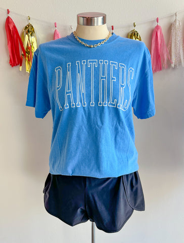 Panthers Puff Paint Tee, Blue