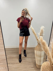 Faux Leather Shorts, Black