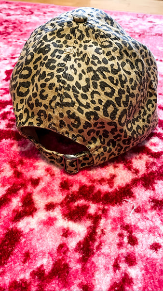 Brunette Leopard Distressed Hat