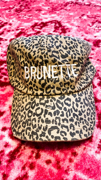 Brunette Leopard Distressed Hat