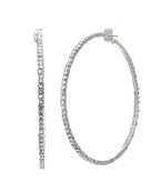 Diamond Stud Hoops, Silver